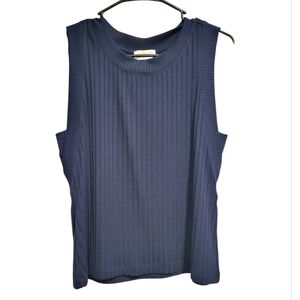 Evereve Sabrina Rib Tank Sleeveless Top in Navy Size Large